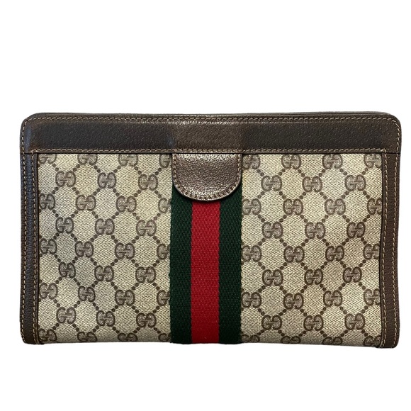 ♦️SOLD♦️GUCCI Ophidia Sherry Web GG monogram supreme Clutch - Picture 5 of 15